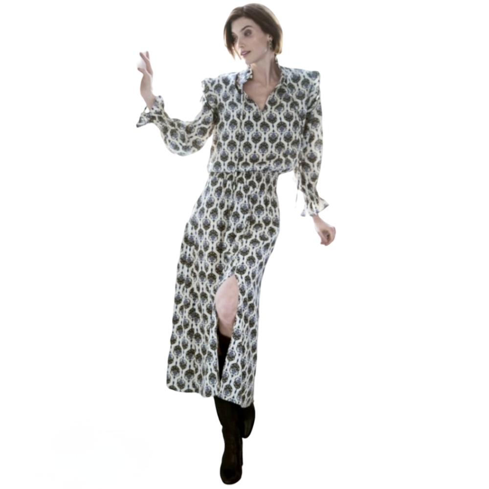 Finley Mary Jane Medallion Blouson dress.